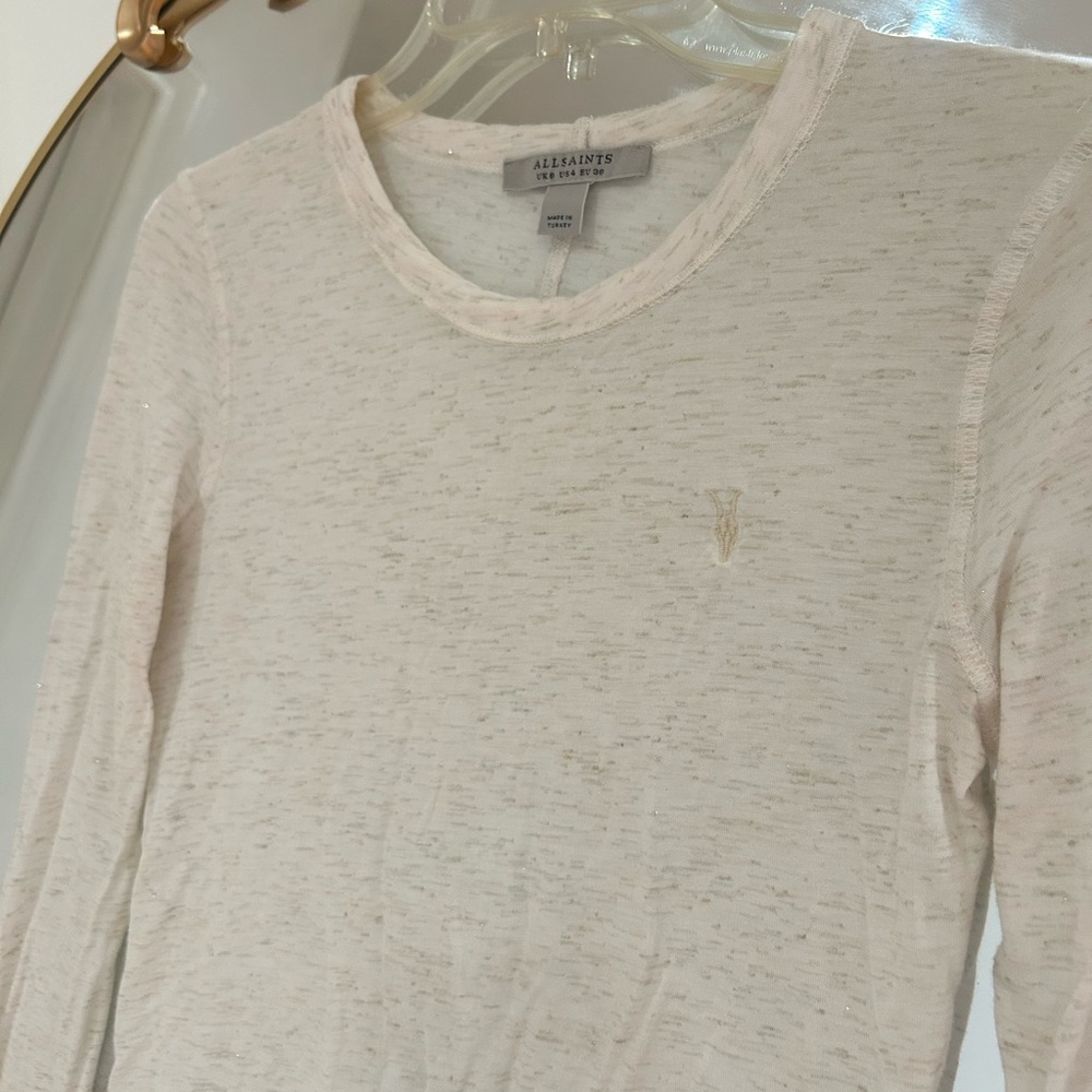 All Saints Heather Cream Long Sleeve Top